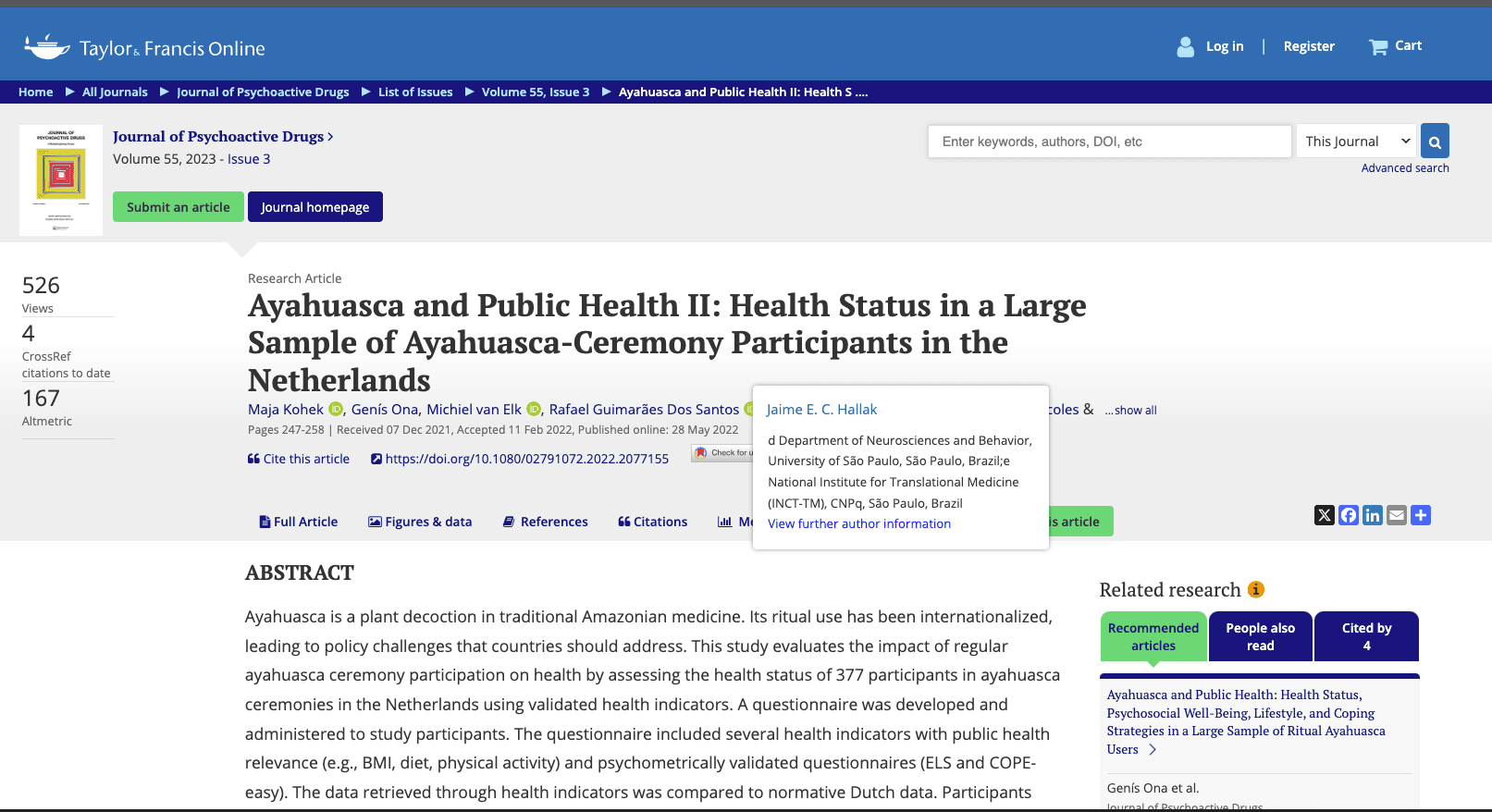 Ayahuasca and Public Health II study